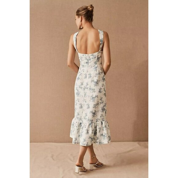 Sachin + Babi Floral Print Midi Dress in White and Blue - Picture 2 of 13